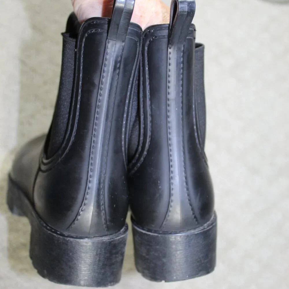Jeffrey Campbell Womens Chelsea Boots Black Pull On Size 7 Rain Winter